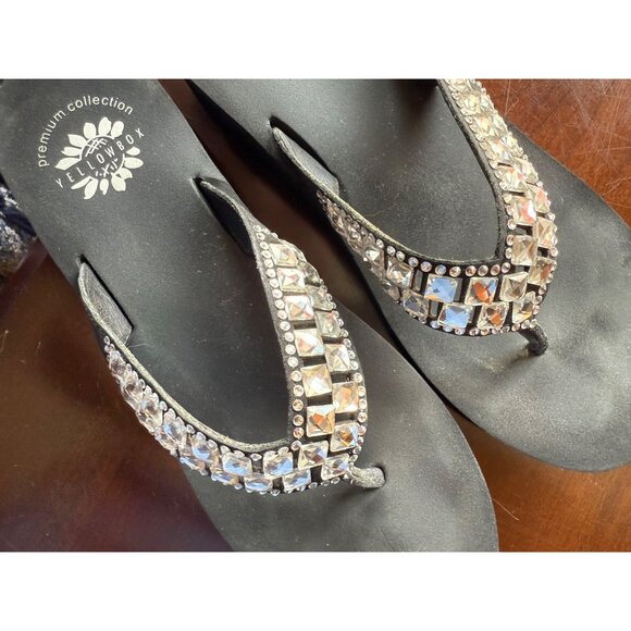 Yellow Box Rhinestone Sandals - Picture 1 of 5